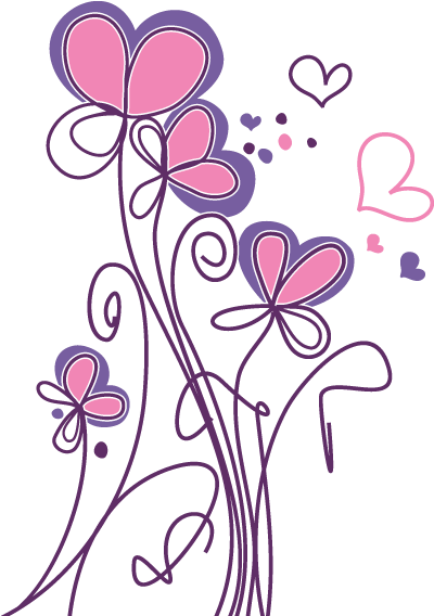 Flores Con Corazones - Flores Y Corazones Dibujo Clipart (600x600), Png Download
