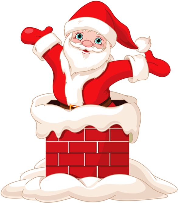 Vector Santa Art - Santa Coming Out Of Chimney Clipart (600x683), Png Download