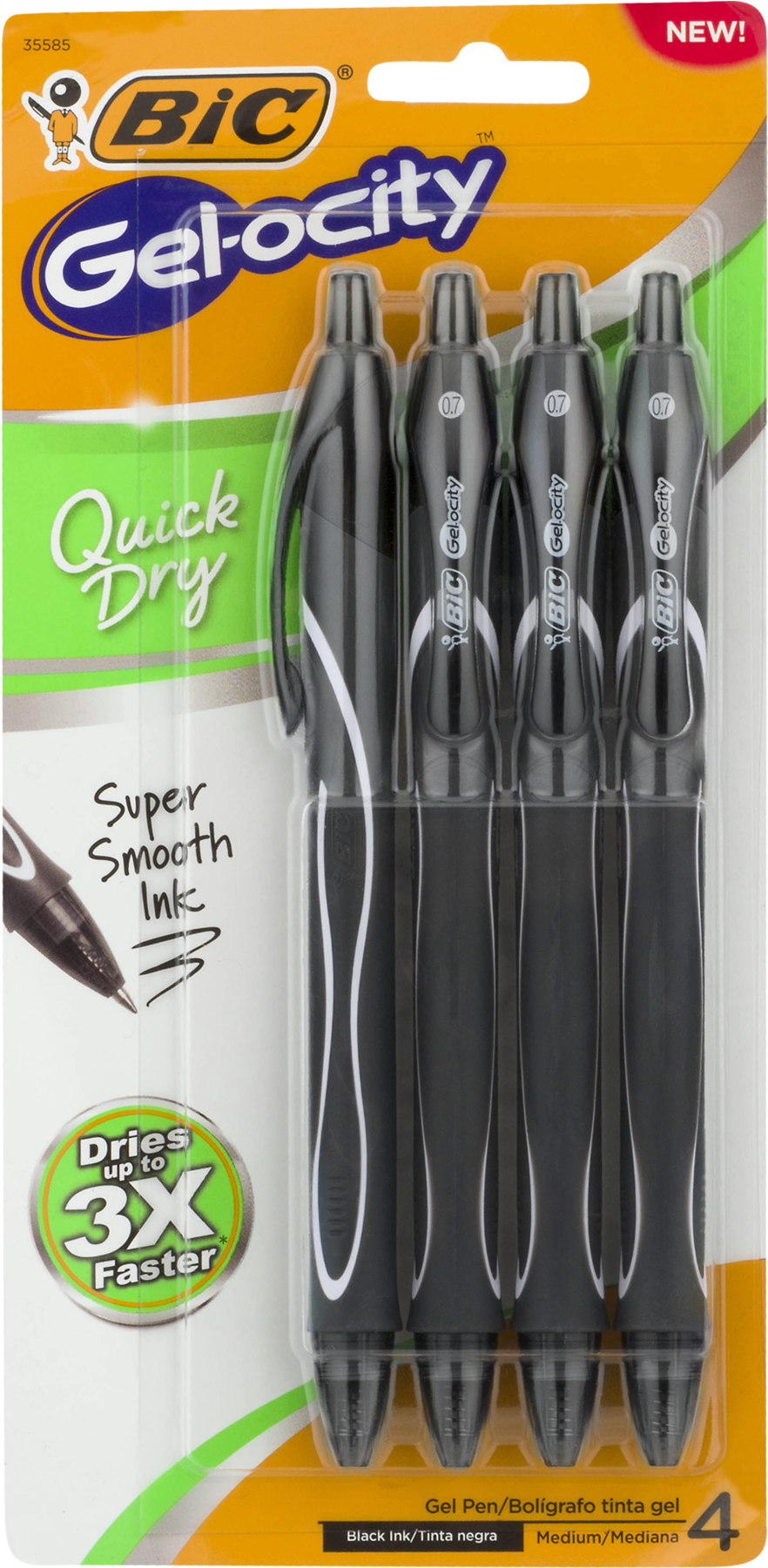 Bic Gelocity Quick Dry Retractable Gel Pen, Medium - Bic Clipart (1800x1800), Png Download