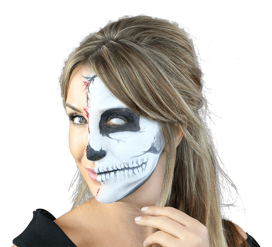 Halloween Look Ripped Skull - Girl Clipart (895x800), Png Download