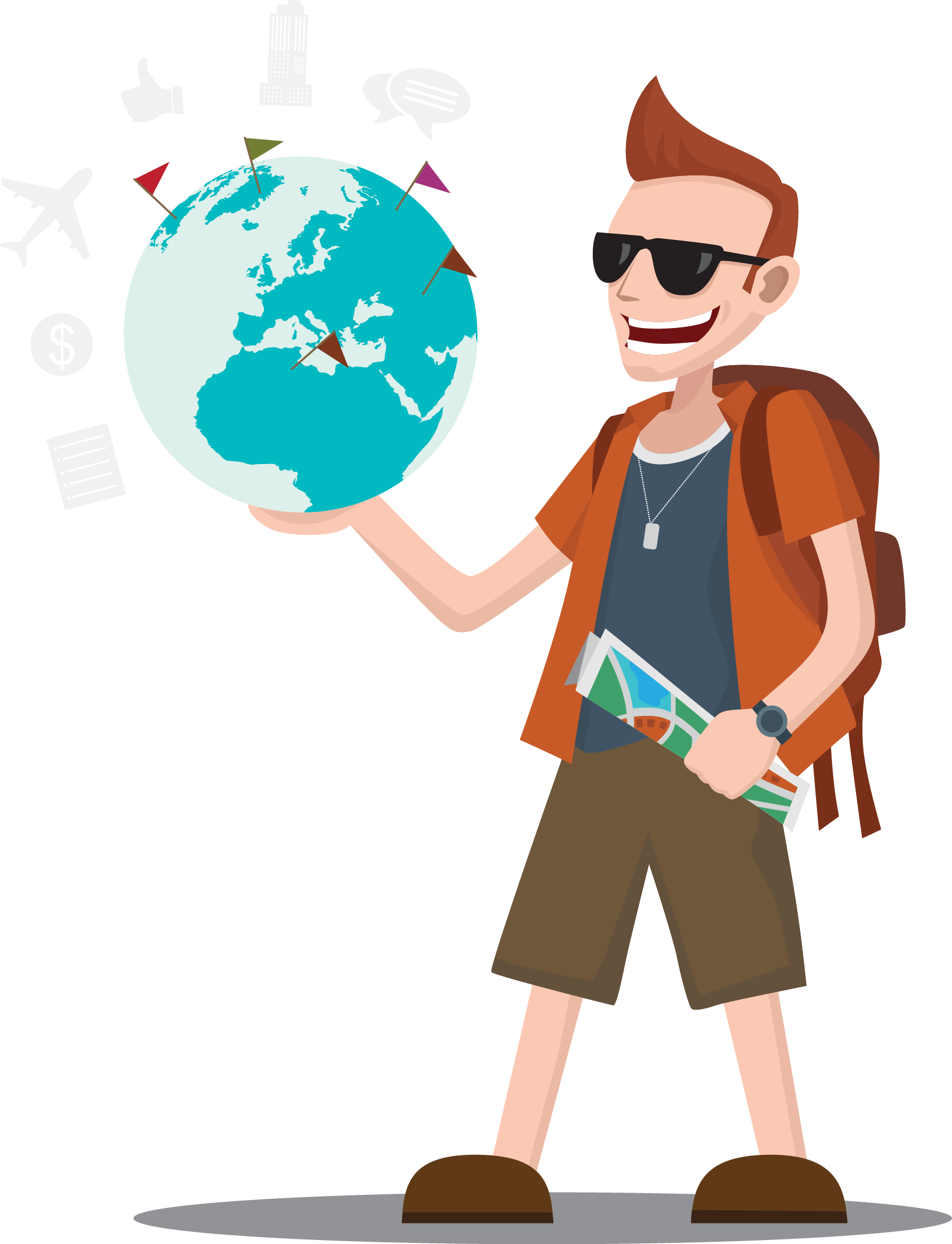 To Ensure Timely Replies And Services For The Travel - Traveler Cartoon Png Clipart (1667x2177), Png Download