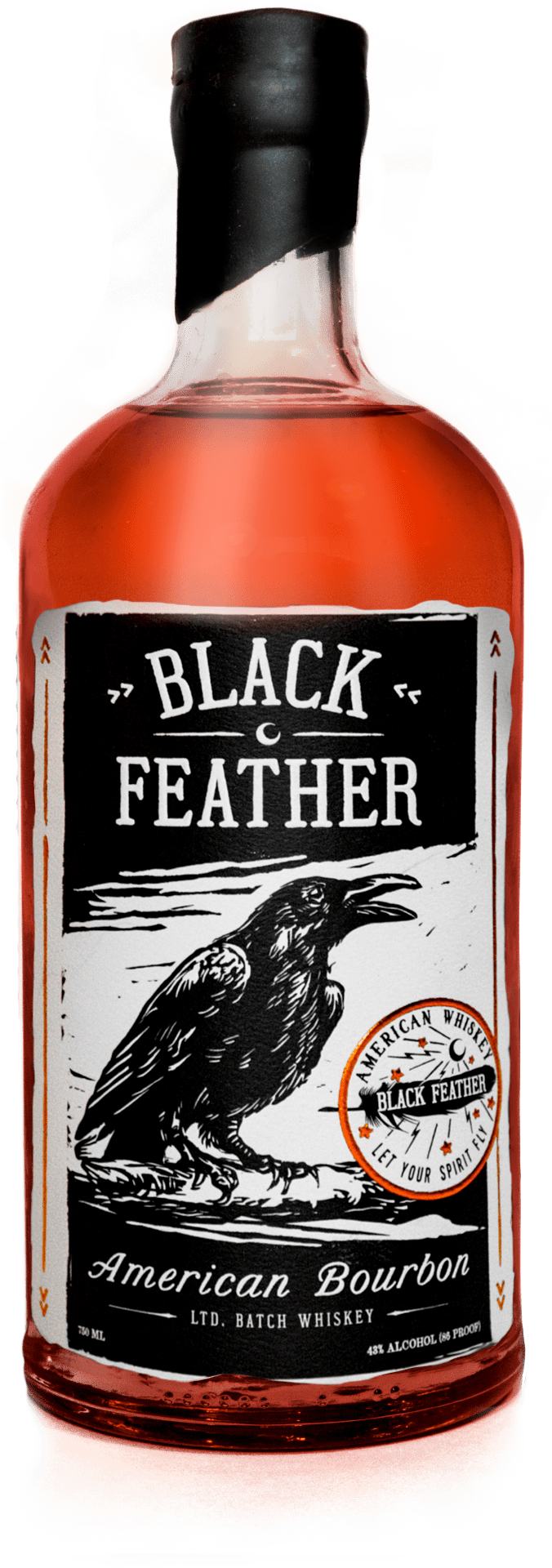 Black Feather Bourbon Whiskey Clipart (676x1920), Png Download