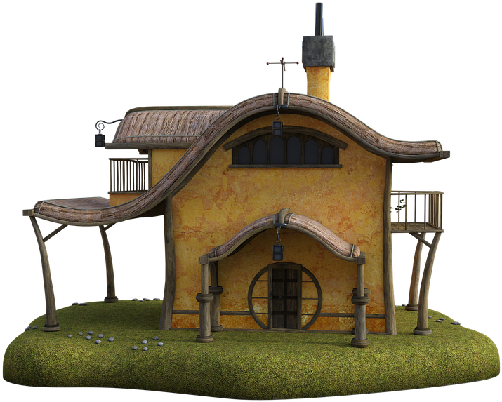 Fairy House Tavern Inn Yard Grass Nature Magic - Scale Model Clipart (720x720), Png Download