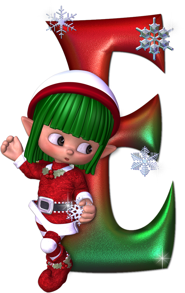 Alfabeto De Navidad - Duendes Con Iniciales Clipart (645x1019), Png Download