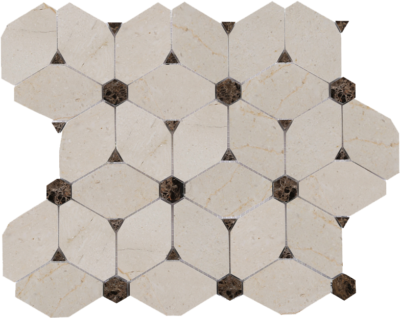 Octagon Dan White Marble Mixed Hexagon Nero Marquina - Floor Clipart (800x629), Png Download