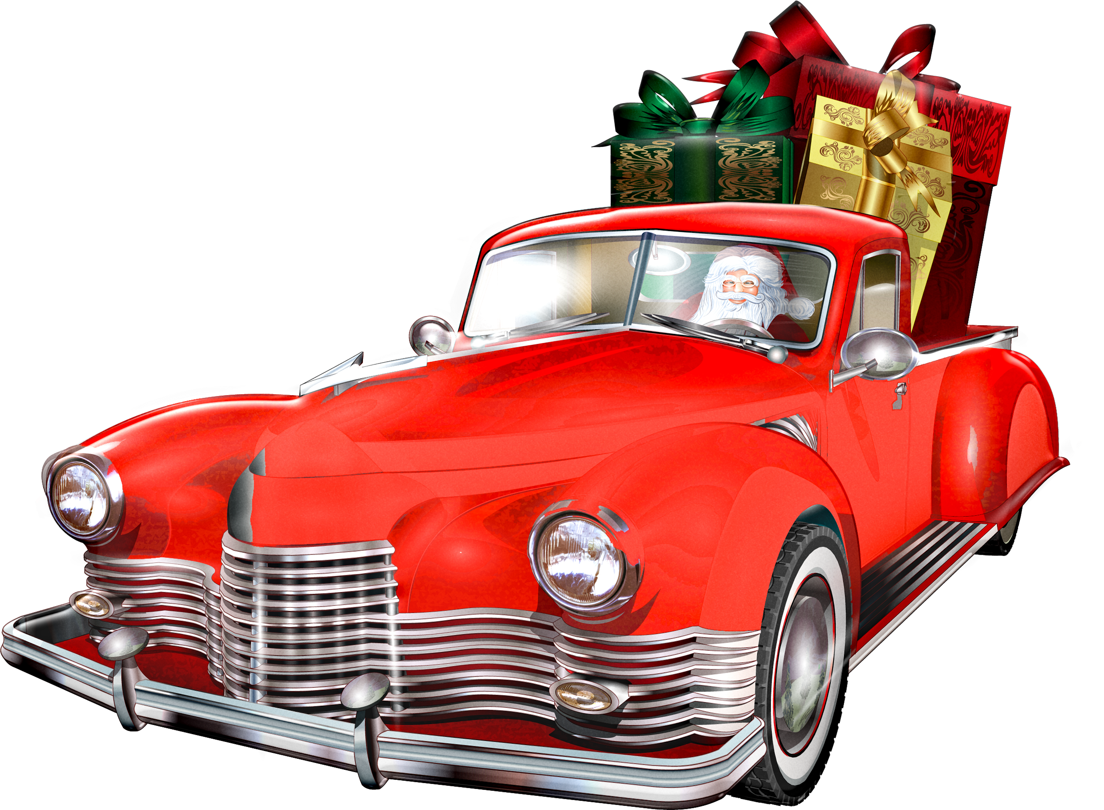 Navidad Fondo De Pantalla Hd - Papai Noel De Carro Png Clipart (3600x2633), Png Download