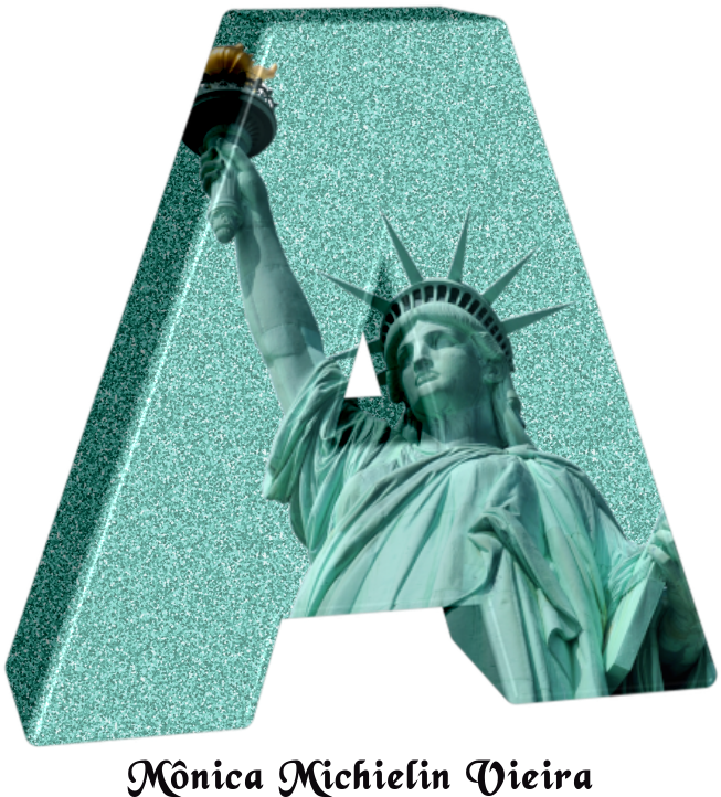 Alfabeto Ilustrado Com A Estátua Da Liberdade E Glitter - Statue Of Liberty Clipart (653x722), Png Download