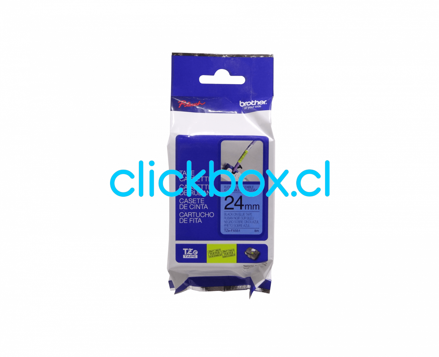 Brother Flex 24mm Negro En Fondo Azul Cinta - Carton Clipart (1500x1221), Png Download