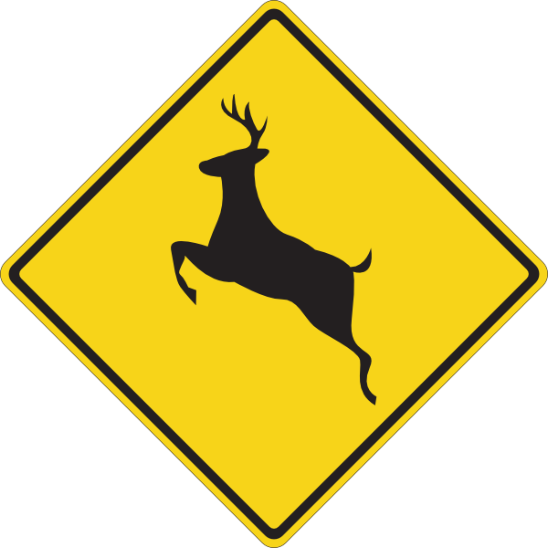 Deer Crossing Sign Clip Art At Clker - Deer Crossing Road Sign - Png Download (600x600), Png Download