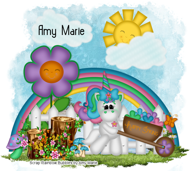 An Adorable New Ptu Scrap Rainbow Bubbles By Amy Marie - Cartoon Clipart (677x600), Png Download