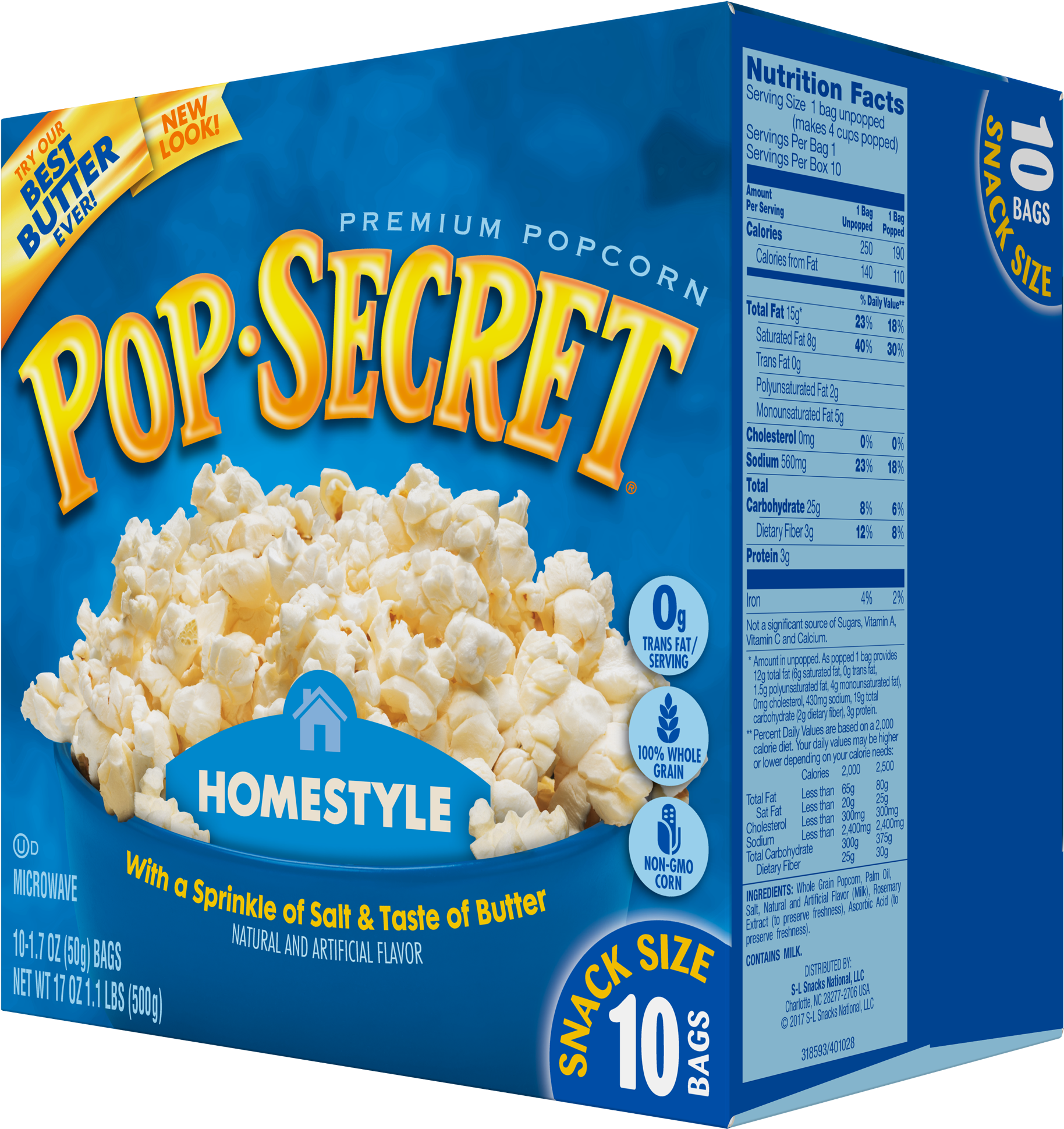 Pop Secret Homestyle Microwave Popcorn, Snack Size Clipart (2000x2000), Png Download