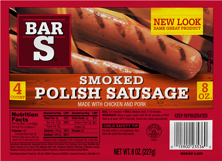 Smoked Sausage - Bar S Smoked Sausage Clipart (900x816), Png Download