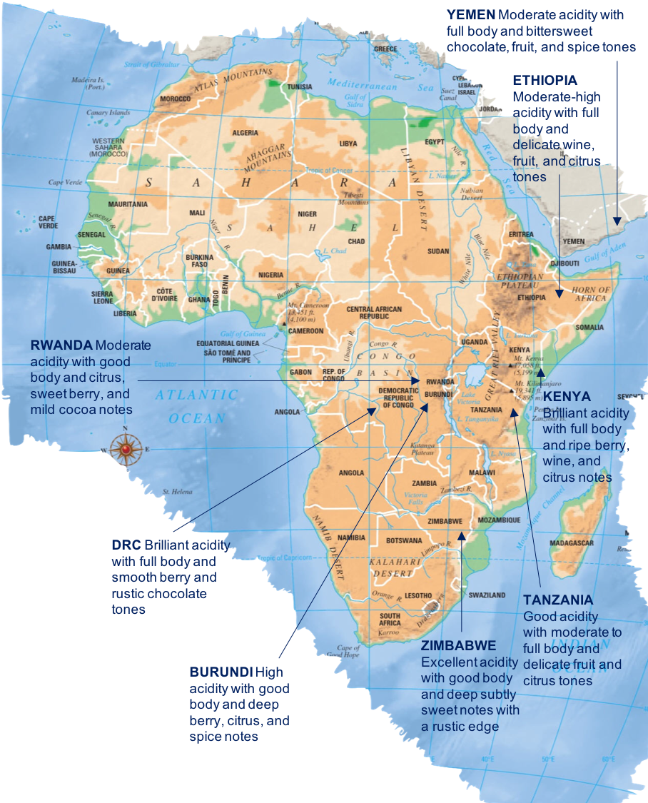 Africa, Largely Believed To Be The Birthplace Of Coffee, - Serengeti Plain Map Clipart (908x1125), Png Download