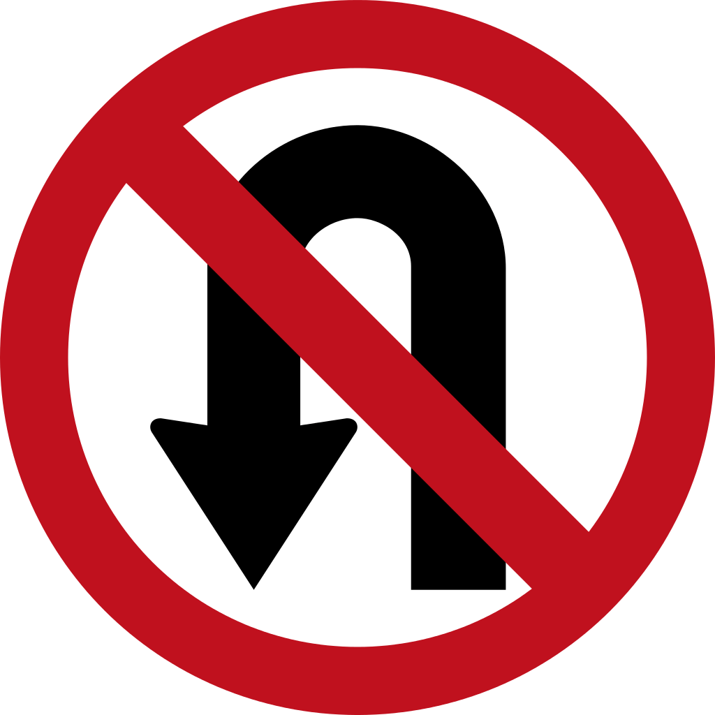Sign Of No U Turn Clipart (1024x1024), Png Download