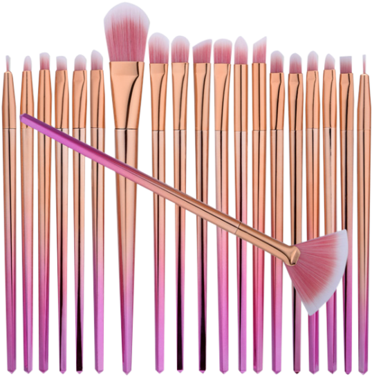 Diamond Shape Ombre Fan Eye Makeup Brushes Set - Makeup Brush Clipart (558x744), Png Download