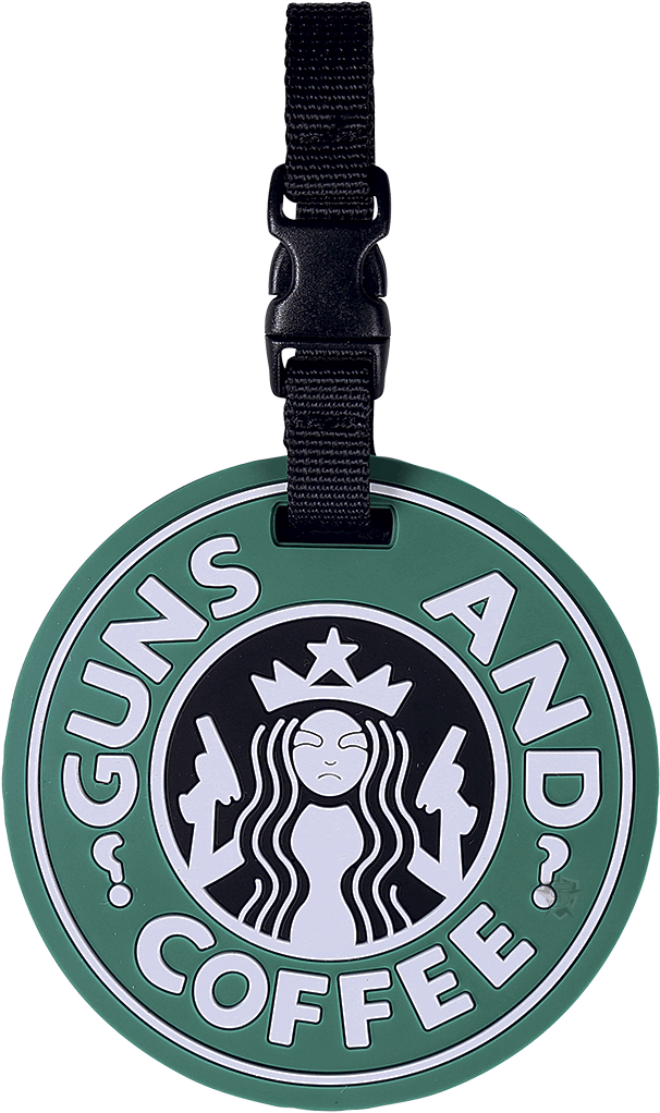 Guns And Coffee Luggage Tag - Starbucks Clipart (900x1174), Png Download
