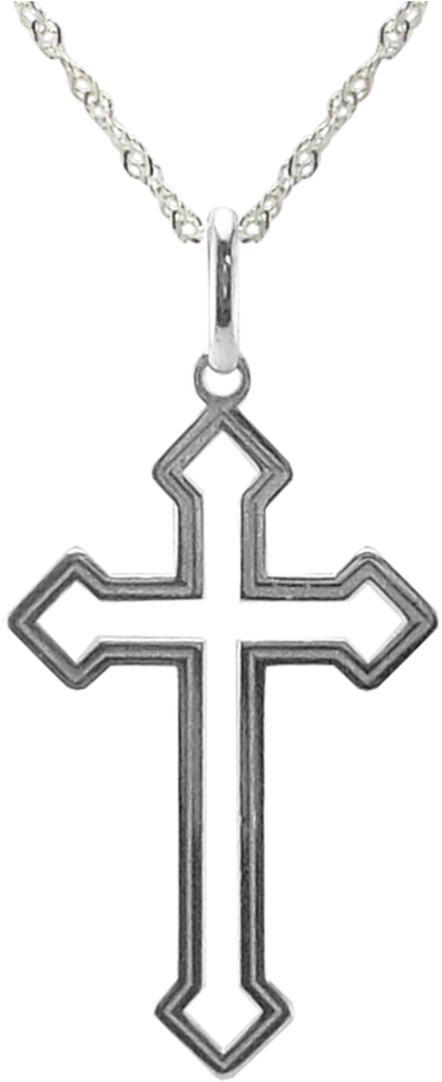 Pingente De Prata Crucifixo Com Pontas - Desenho Crucifixo Clipart (397x972), Png Download