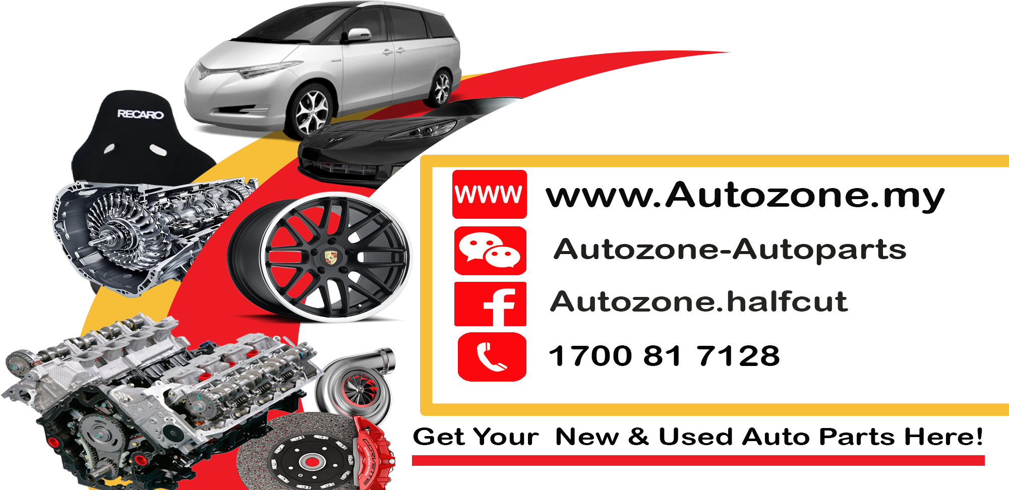 Used & New Auto Parts Here , Png Download - Spare Part Kereta Meru Clipart (2001x972), Png Download