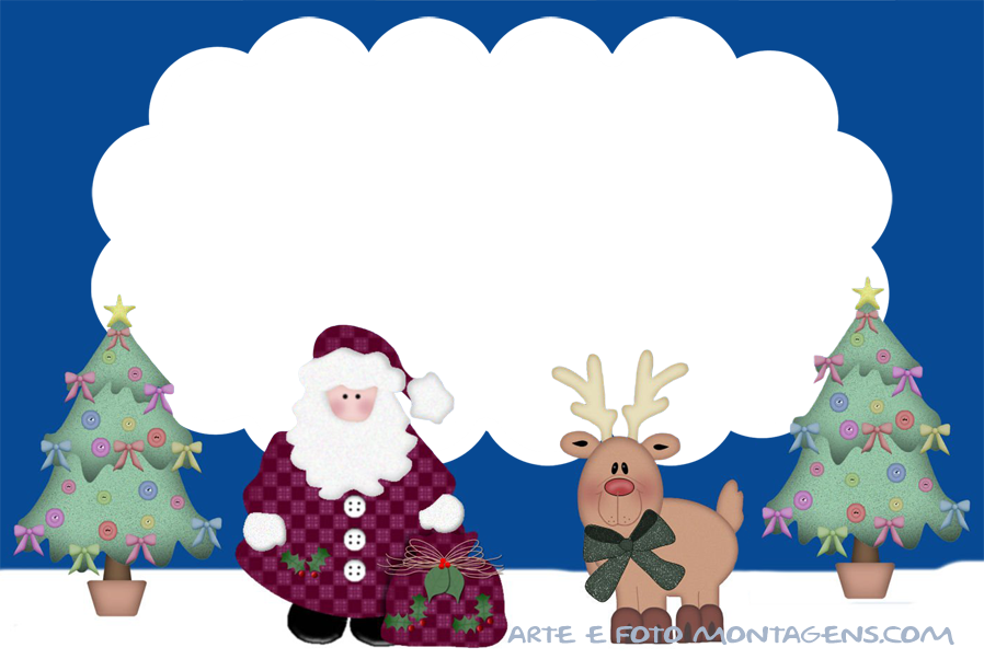 Natal - Papainoel - Rena - Moldura Azul Natal Em Png Clipart (898x602), Png Download