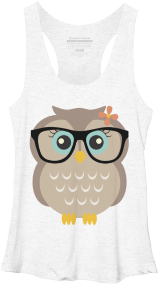 Cut Hipster Girl Owl - Active Tank Clipart (650x650), Png Download