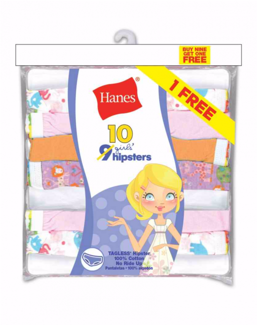 Girls Hipster Underwear - Hanes Hipster Panties Girls Clipart (650x650), Png Download