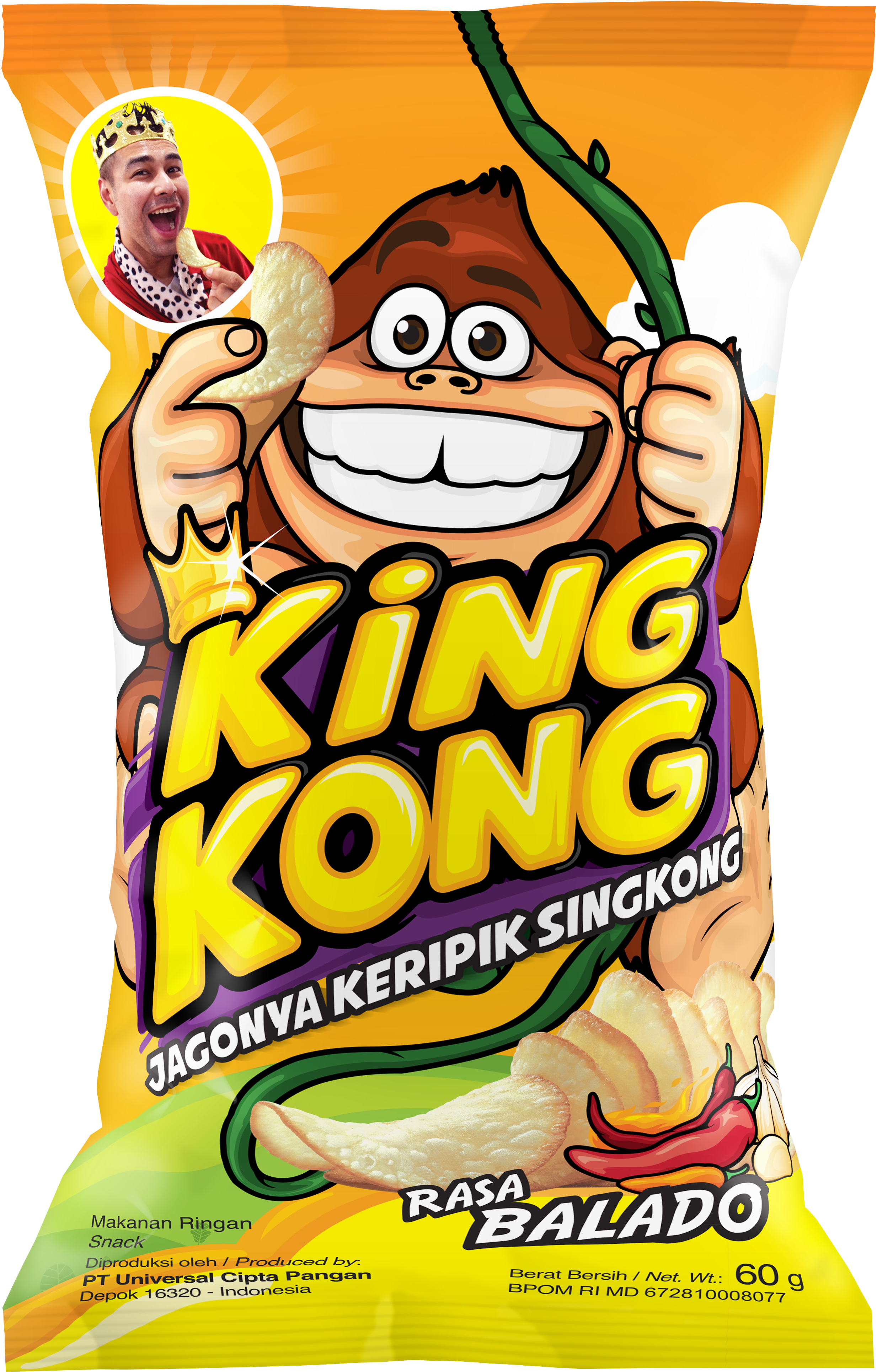 King Kong - Cassava Crackers Keripik Singkong Vector Clipart (2596x3986), Png Download