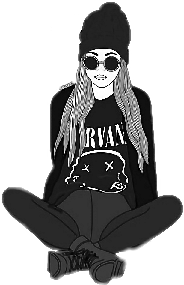 #nirvana #girl #black #hipster - Girl Nirvana Clipart (614x950), Png Download