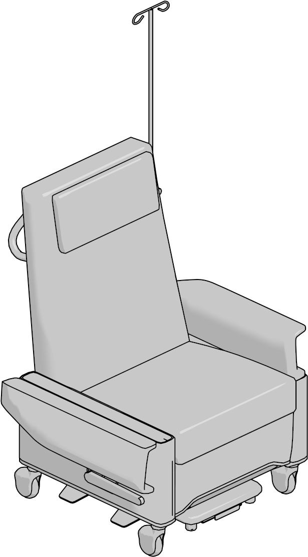 Rclnr-tren,lh Arm,headrest,push Bar,footrest,iv Pole - Office Chair Clipart (1200x1200), Png Download
