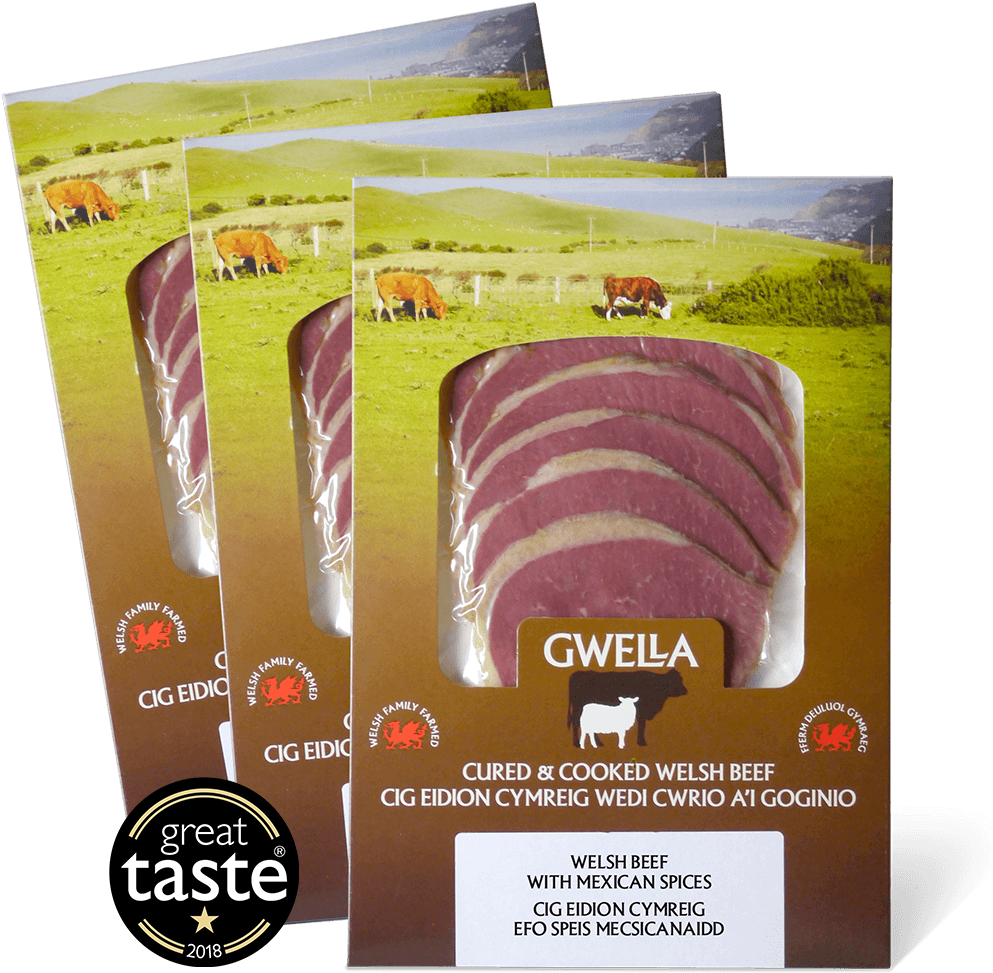 Welsh Beef 3 Flavours - Cured Meat Packaging Design Clipart (1000x1000), Png Download