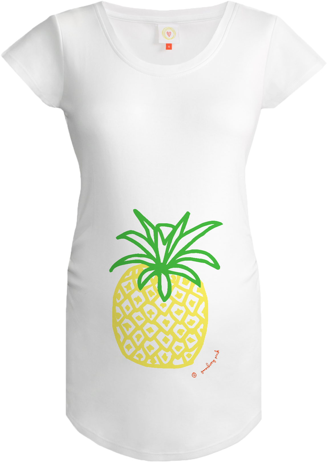 Gooseberry Pink Pineapple Maternity Top In White Organic - Top Clipart (2000x2000), Png Download