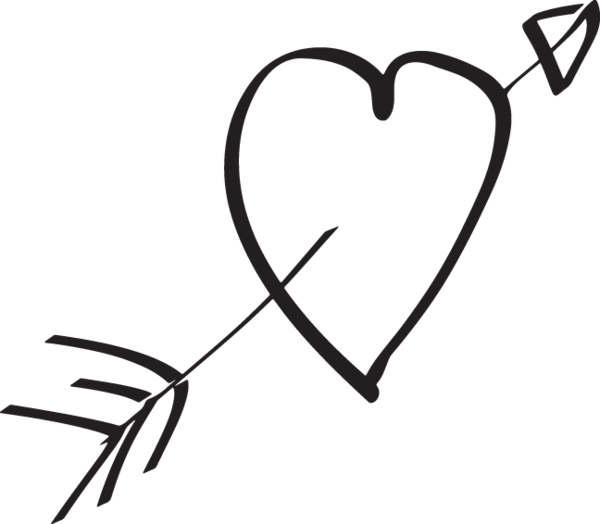 Hand Drawn Heart With Arrow Clipart (600x524), Png Download