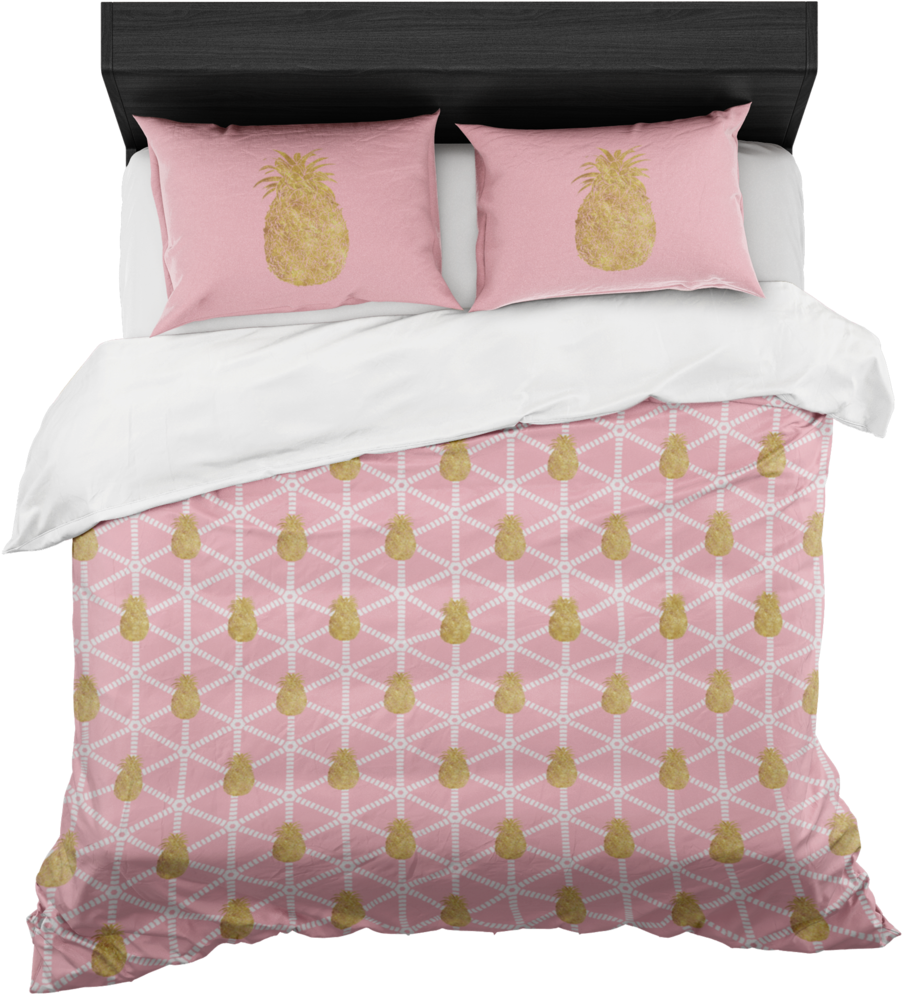 Millennial Pink And Gold Pineapple Bedding Collection- - Duvet Clipart (1024x1024), Png Download