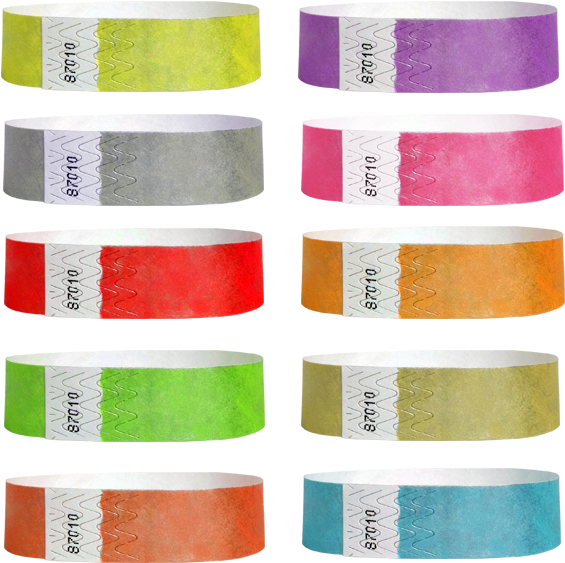 3/4 Metallic Tyvek Paper Wristbands - Metallic Tyvek Wristbands Clipart (584x592), Png Download