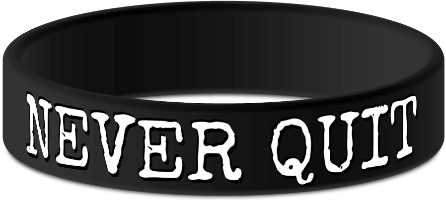 Never Quit Black Motivational Wristband With White - Love Exo Clipart (900x432), Png Download