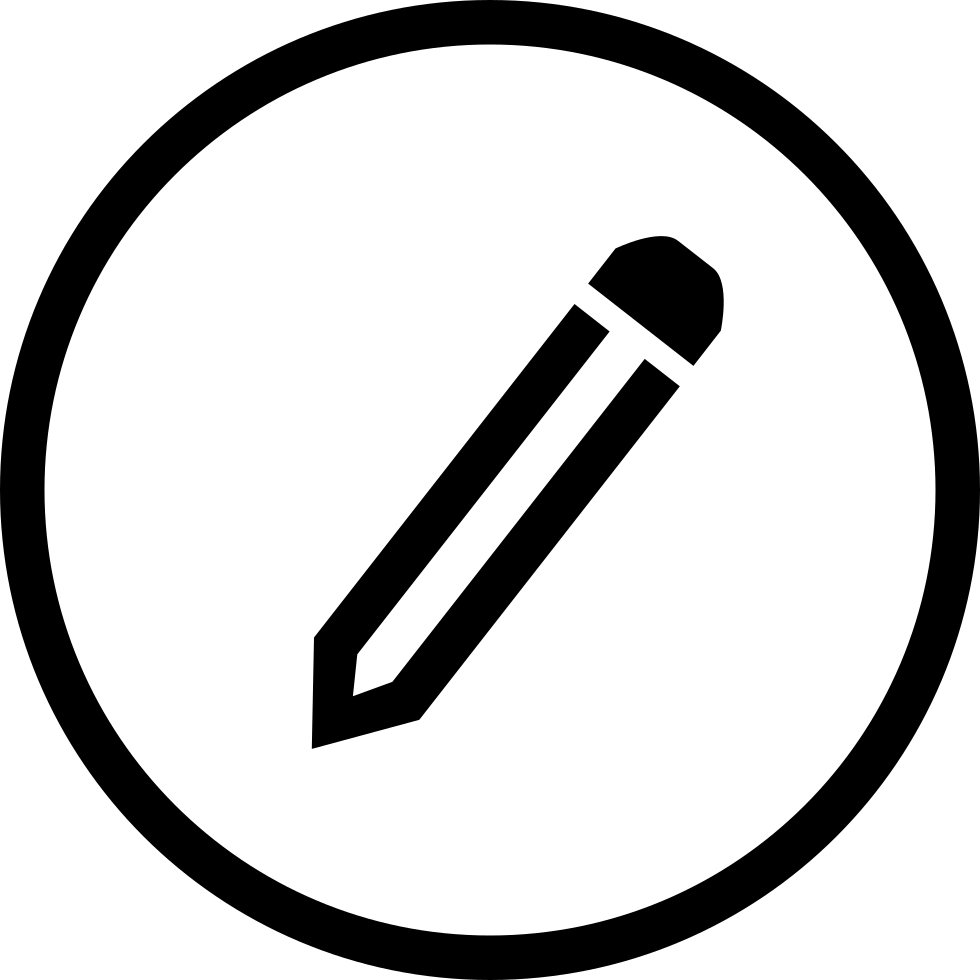 Pencil Writing Tool Symbol In Circular Button Outline - Copyright Symbol Clipart (980x980), Png Download