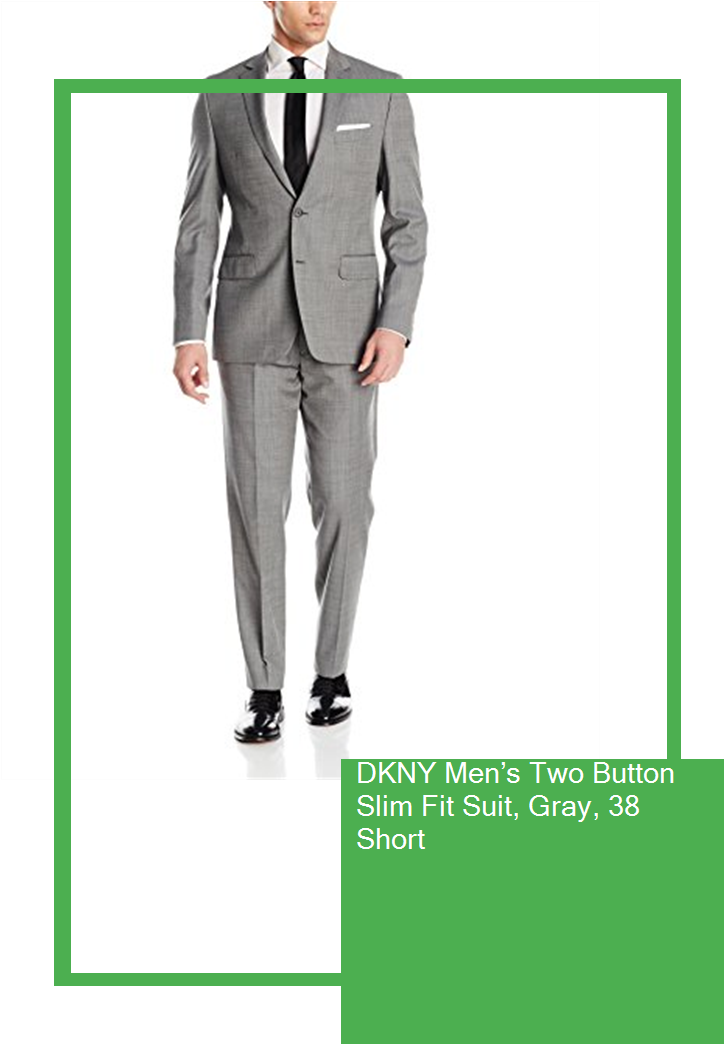 Dkny Men's Two Button Slim Fit Suit, Gray, 38 Short - Tuxedo Clipart (735x1100), Png Download