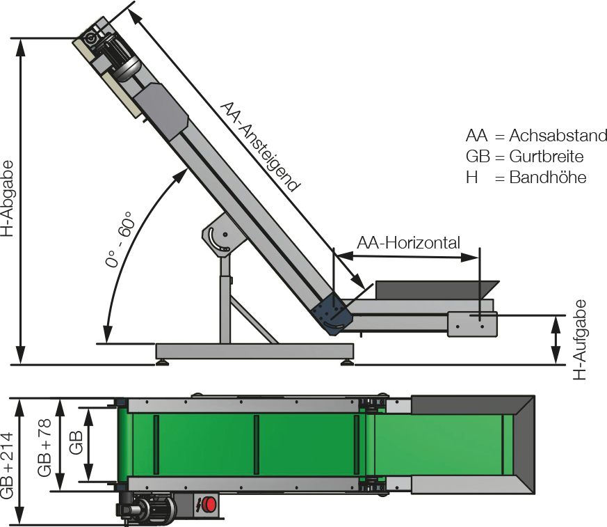 Additional Angle On The Discharge Side Type - Adjustable Angle Conveyor Clipart (873x757), Png Download