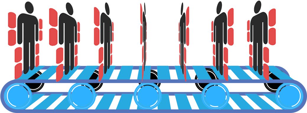 Exr Conveyor Belt Mass Production - Graphic Design Clipart (1040x384), Png Download