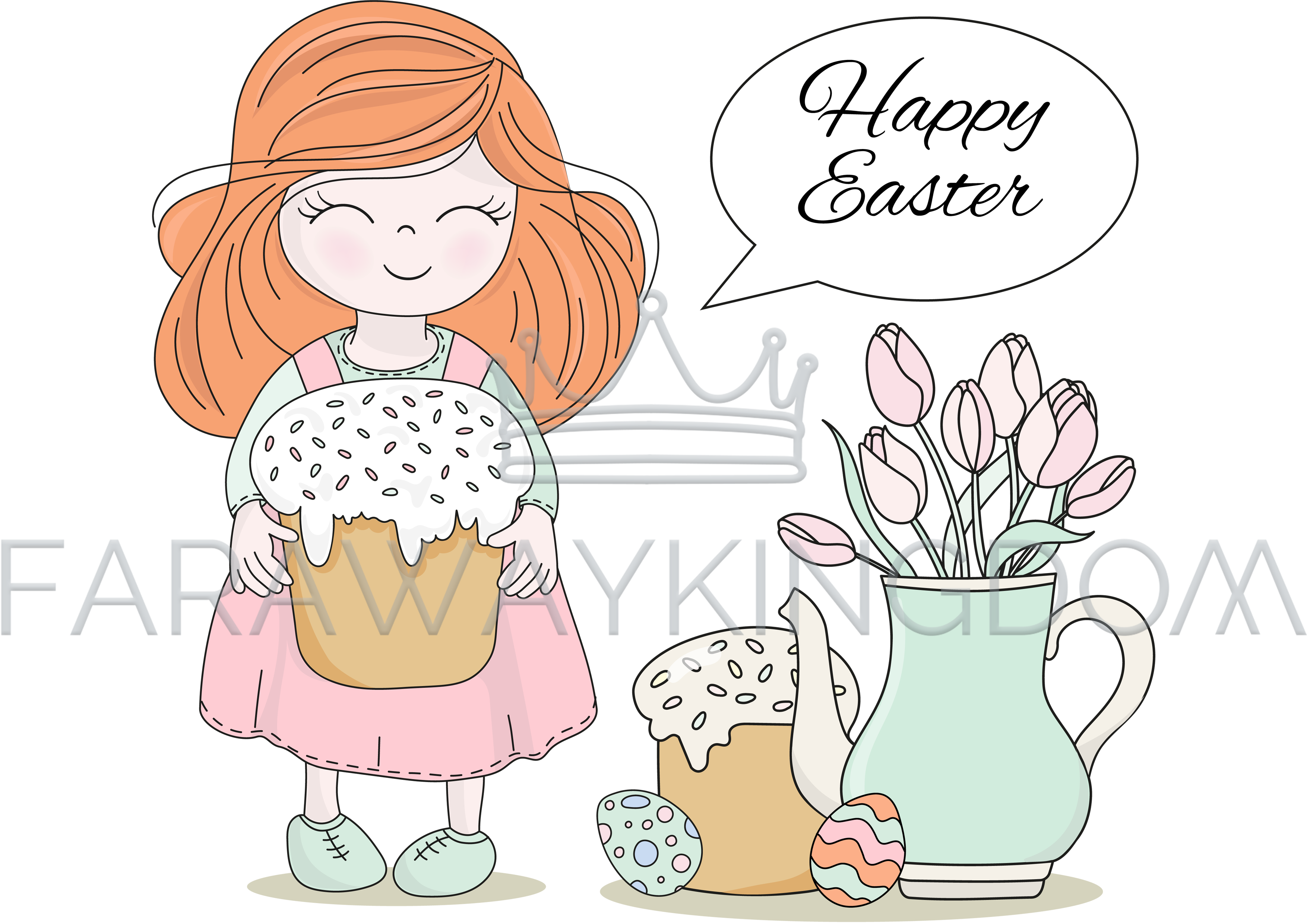 Easter Cake Great Religious Holiday Vector Illustration - Design Clipart (3508x2480), Png Download