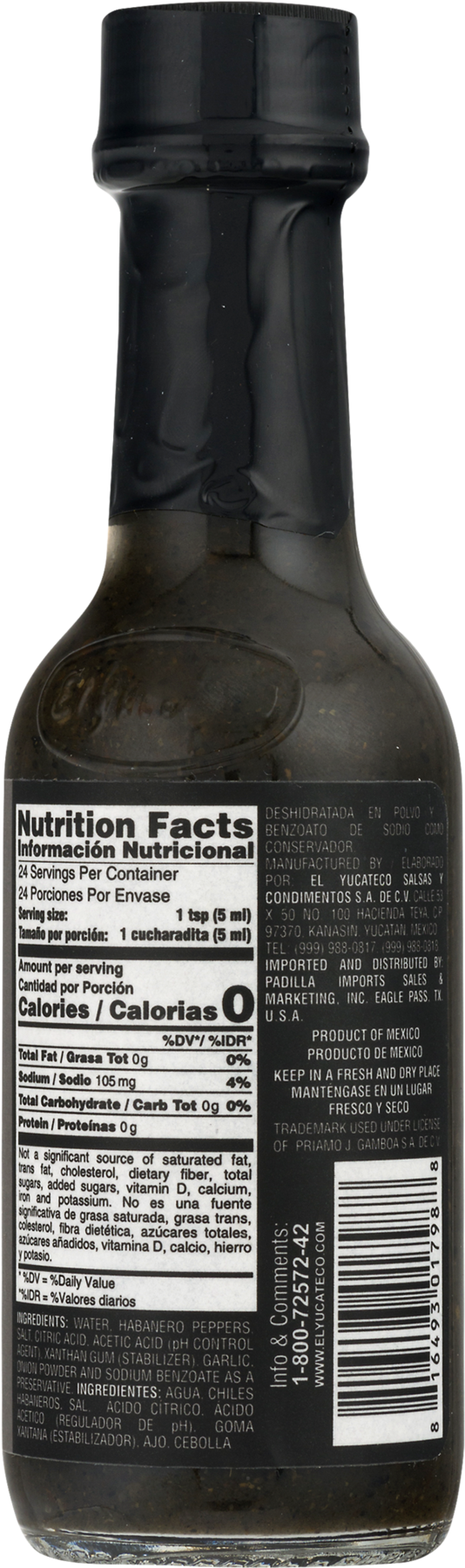 El Yucateco Black Label Reserve Chile Habanero Hot - Glass Bottle Clipart (1800x1800), Png Download