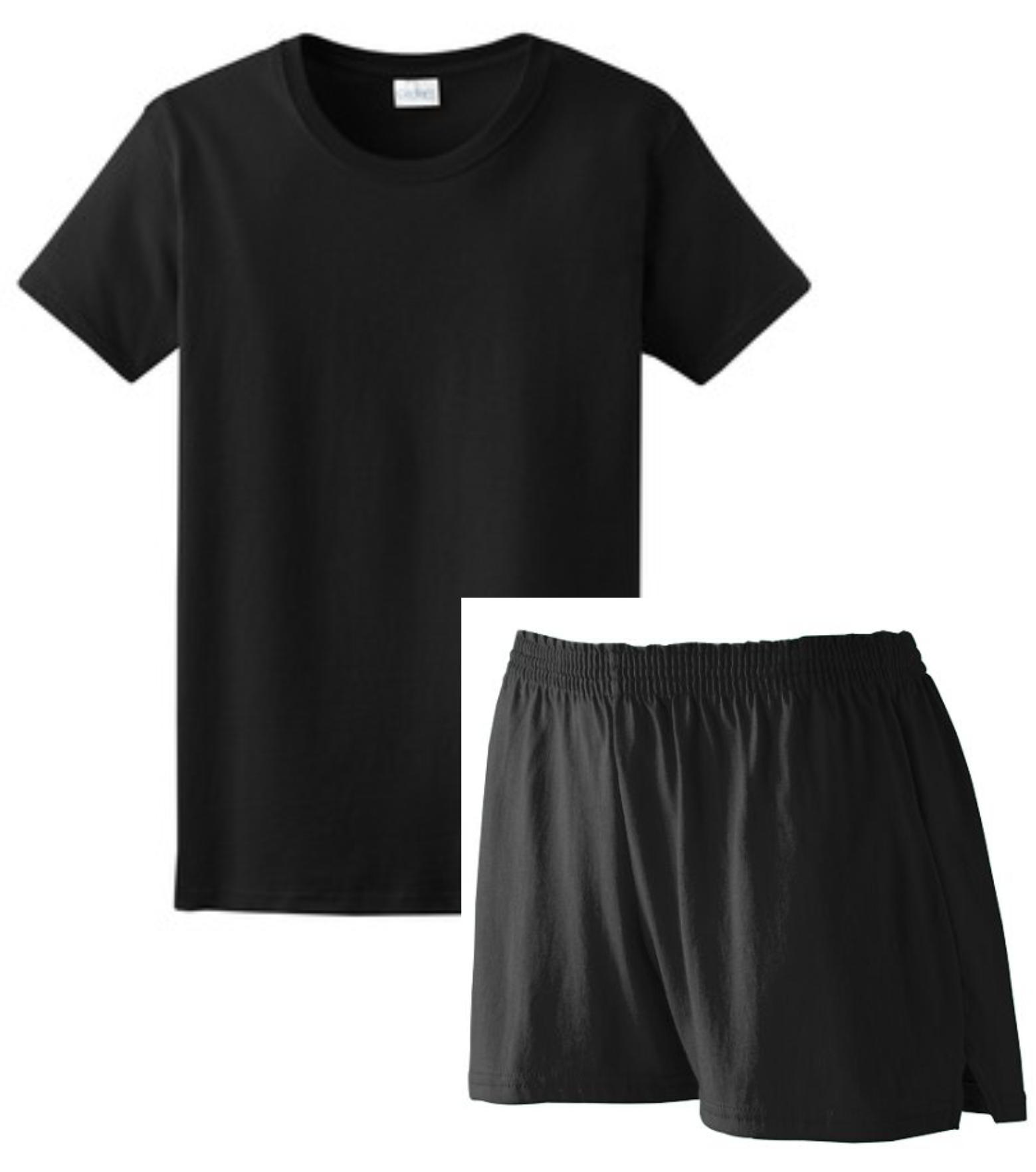 Cheer Black Shirt Black Shorts - T-shirt Clipart (1559x1763), Png Download