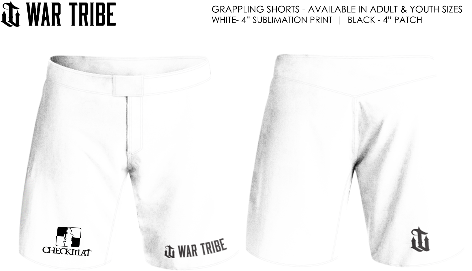 Checkmat Columbia Sc- Shorts Package - White Mma Short Mockup Clipart (1728x1008), Png Download