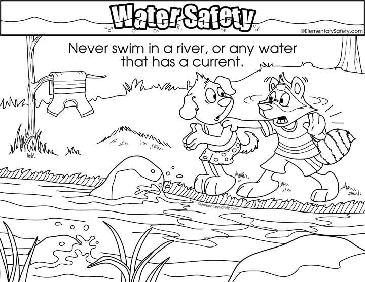 Bigger Image - Water Safety Colouring Sheets Clipart (720x556), Png Download