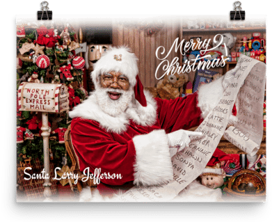 Santa Larry Christmas List Poster - Santa Claus Clipart (600x600), Png Download