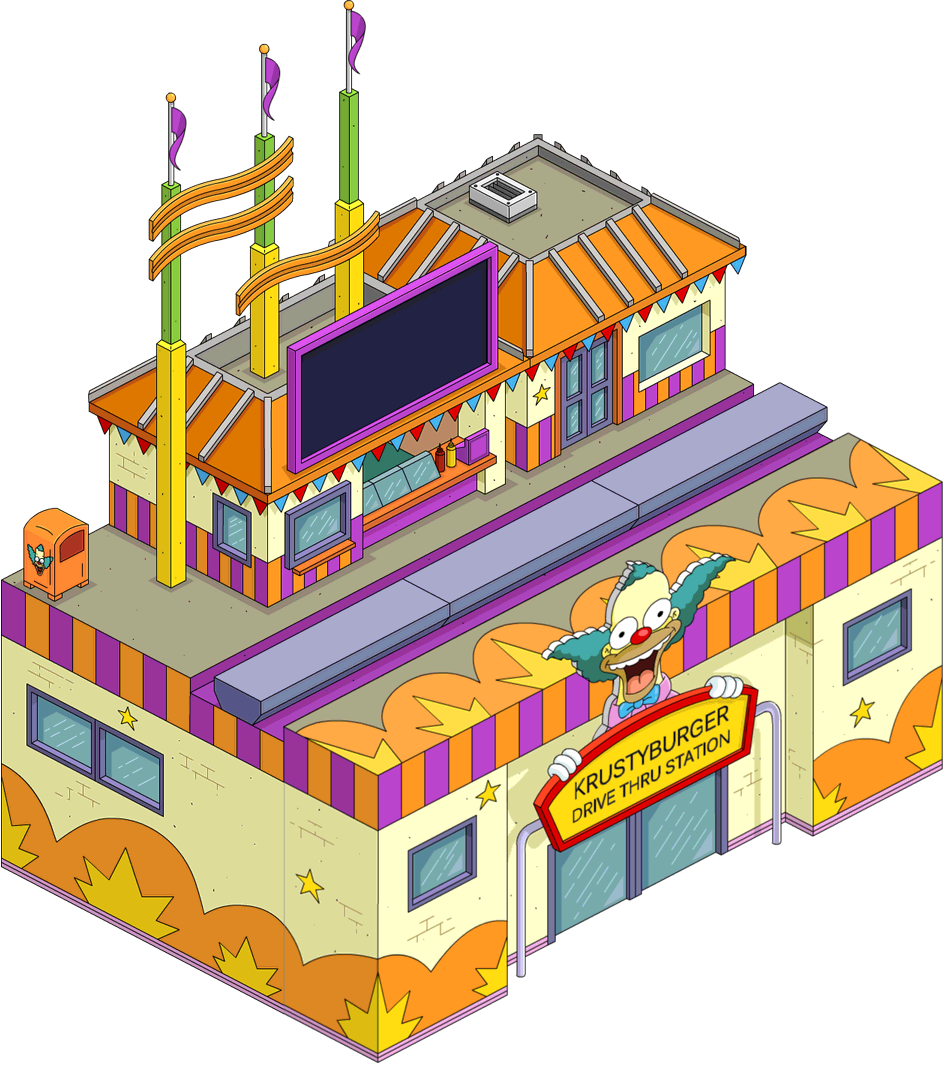 Krustys Drive-thru Station - Tapped Out Train Station Clipart (944x1066), Png Download