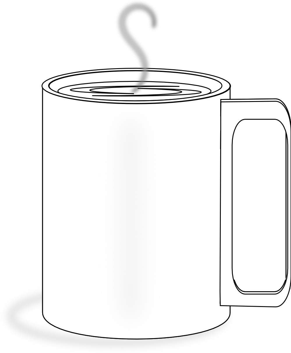 Food Coffee Cup Black White Line Art 999px 137 Clipart (999x1212), Png Download