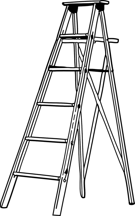 Escalera, Aluminio, Plegable, Metal, Solo, Subir - Ladder Clip Art - Png Download (452x720), Png Download