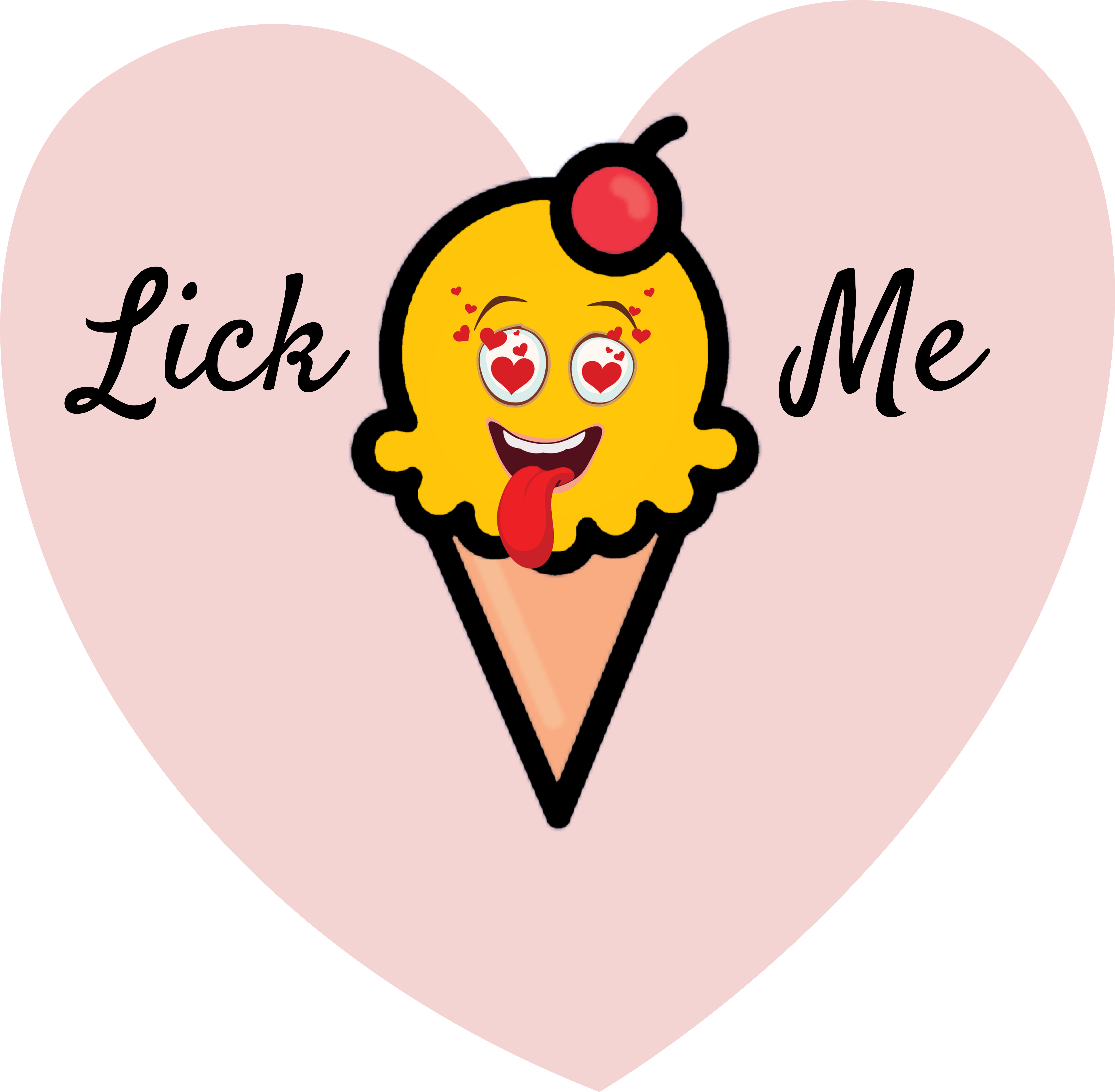 Lick Me Ice Cream Love Heart Design T-shirt On Sale - Animated Sad Ice Cream Clipart (4959x7016), Png Download
