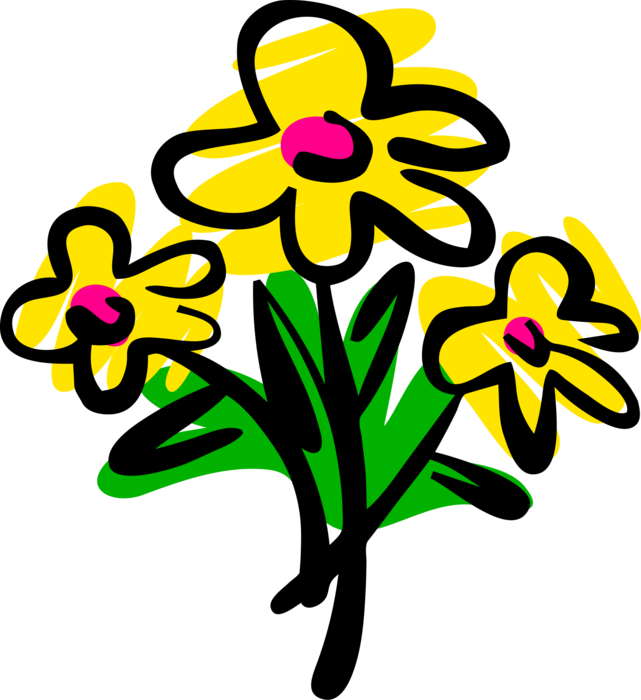 Vector Illustration Of Spring Yellow Garden Flowers - Particle Swarm Optimization Bee Clipart (641x700), Png Download
