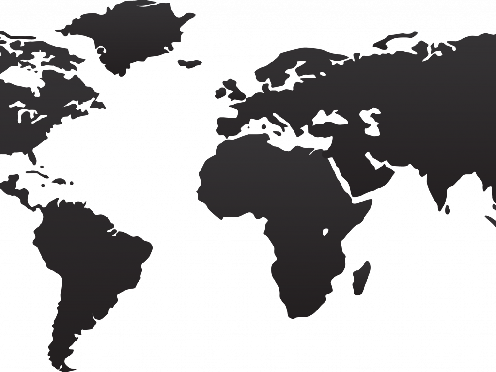 Download World Map Black White - High Resolution World Map Vector Clipart (1024x768), Png Download